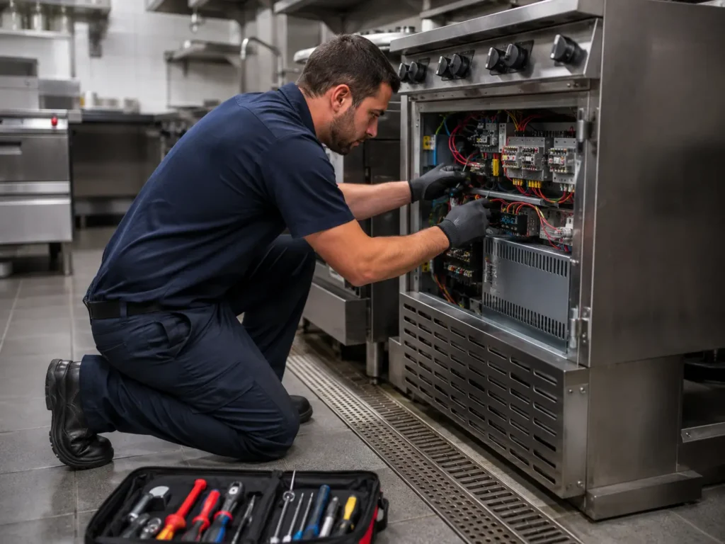 Commercial kitchen plumbing and electrical service